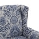 preview thumbnail 12 of 85, Traditional Floral Patterned Wingback Armchair with Nailhead Trim