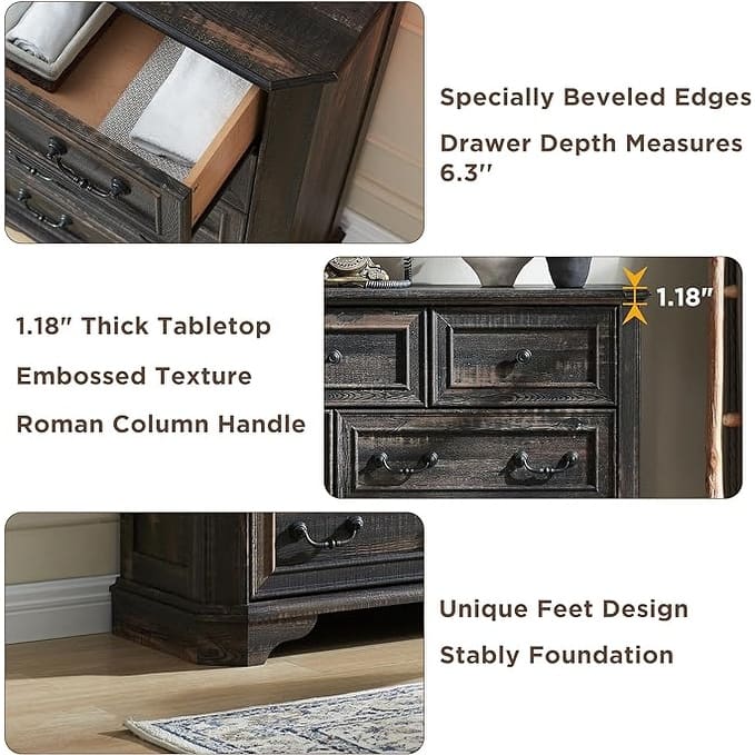 Farmhouse Drawers Dresser, Wood Chest of Drawers, Dressers Organizer