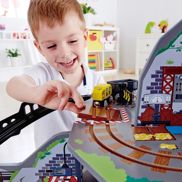 Hape Railway Mighty Mountain Train Set- Multi-Level Play - Bed