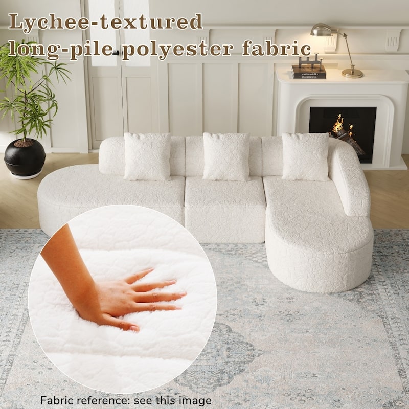 111.8" Modern L-shaped Curved Modular Sofa with Three Pillows