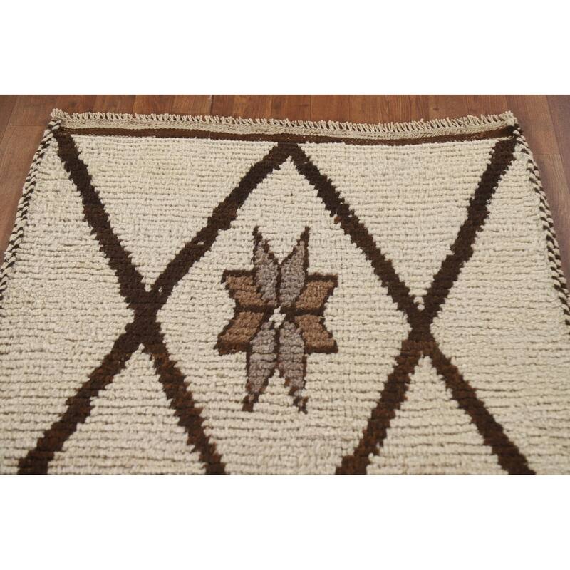 Natural Dye Anatolian Oriental Runner Rug Hand-knotted Wool Carpet - 3'5"x 10'7"