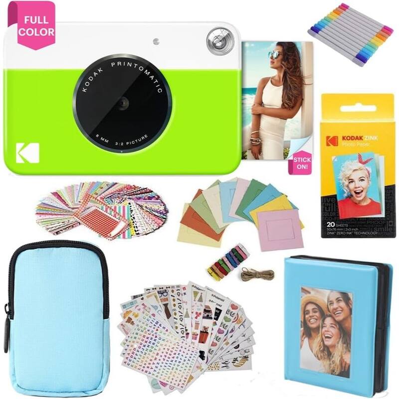 Kodak Printomatic Instant Camera Black Gift Bundle with Pink Case, 20 Zink Sheets, Album & More - N/A - Blue