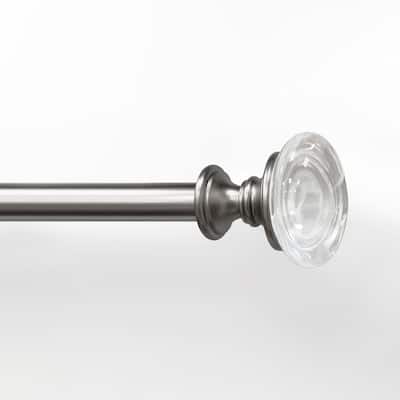 Lumi 3/4" Single Curtain Rod Brushed Nickel/ Black-Crystal Knob finial