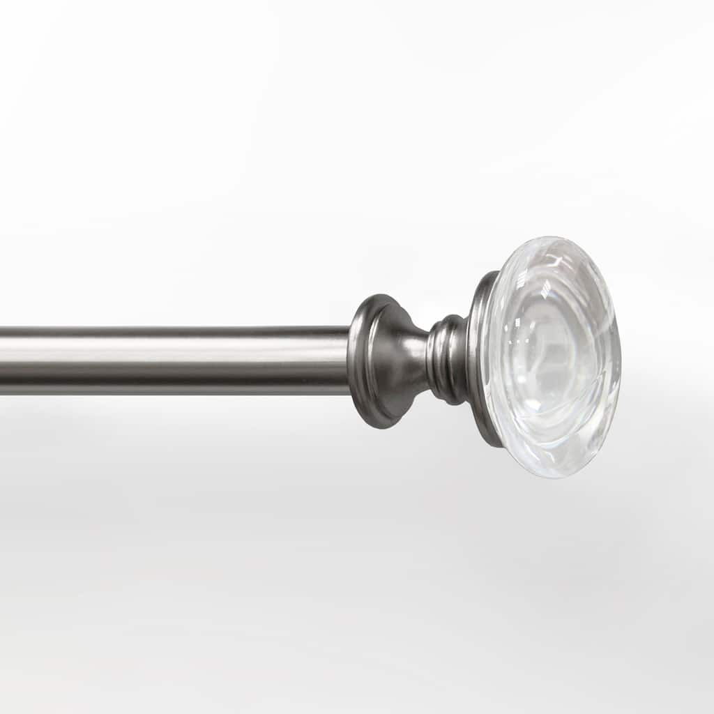 Lumi 3/4" Single Curtain Rod Brushed Nickel/ Black-Crystal Knob finial