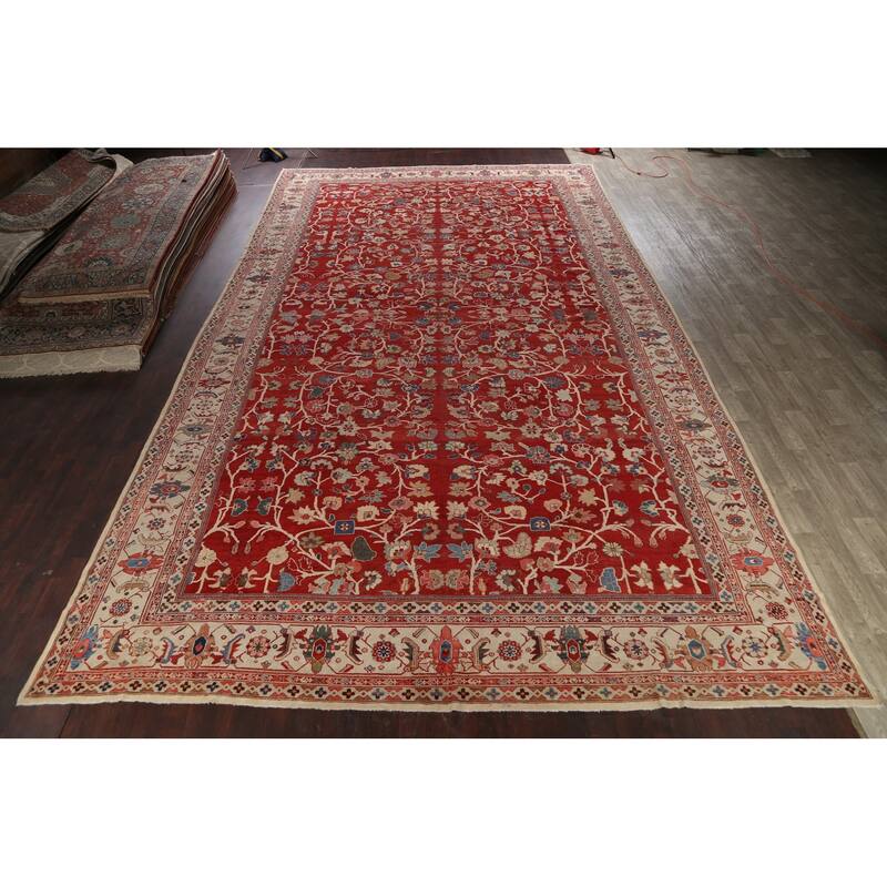 Pre-1900 Vegetable Dye Sultanabad Ziegler Persian Area Rug Handmade - 13'6" x 23'6"