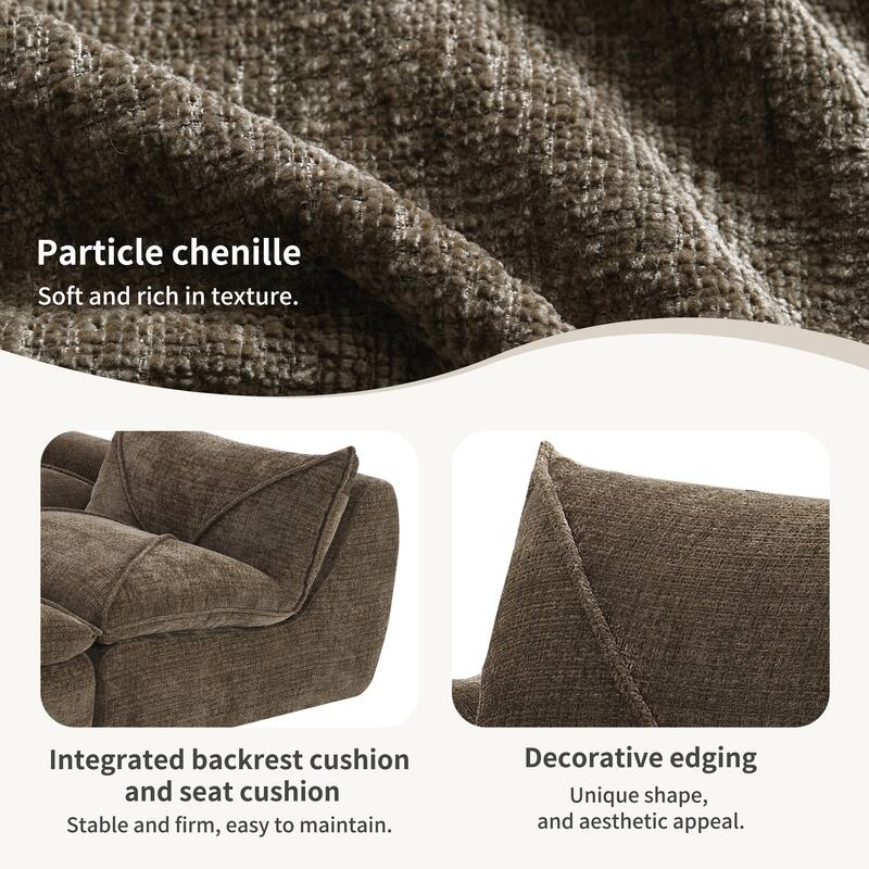 L-Shape Sectional Sofa with Ottoman, Chenille Sofa with Integrated Backrest & Seat Cushion, Fully Compressed Foam 4 Seat Sofa