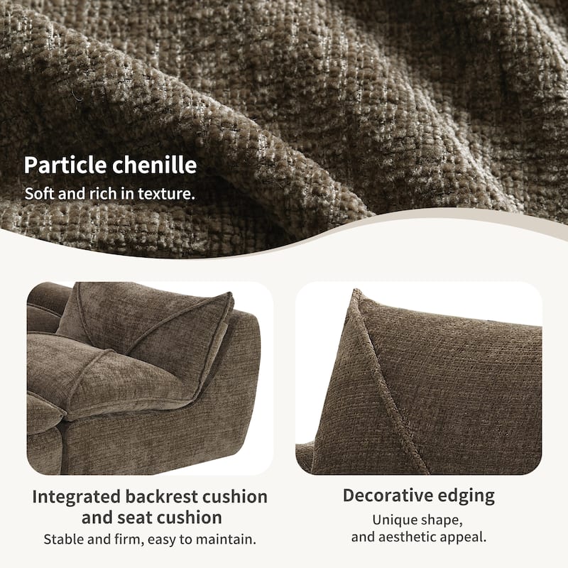 Particle Chenille Sectional Sofa Pull-line Pull-point Design Sofa with Movable Ottoman