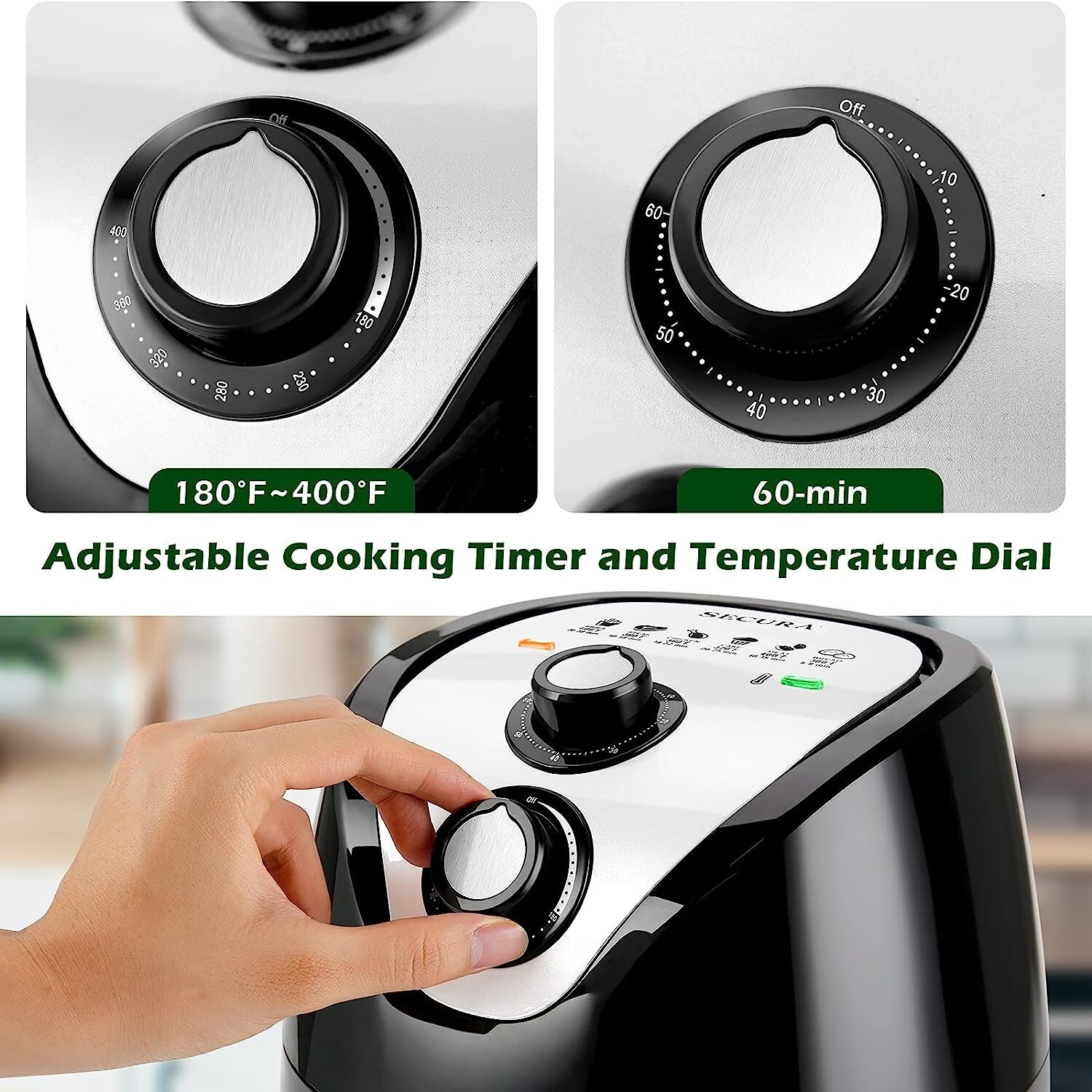 3.4Qt,1500-Watt Electric Hot XL Air Fryers Oven Oil Free Nonstick