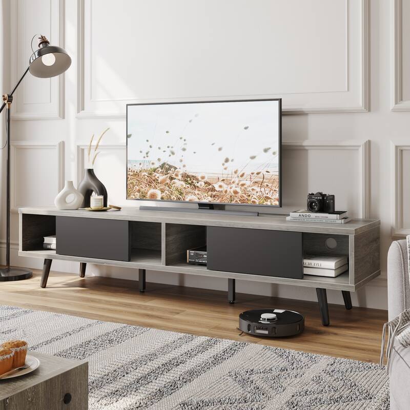TV Stand for up to 75" TVs with Solid Wood Entertainment Center TV Console Mid-century - 70 inches