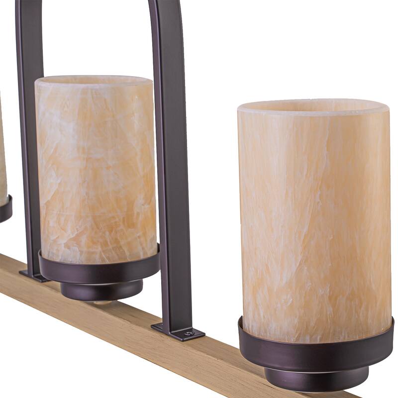 Retro Industrial Iron Pendant with Alabaster Candle Shade