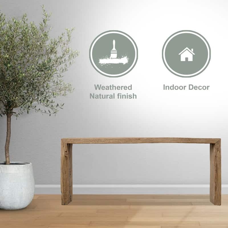 Approx.6-6.5ft Long Vintage Waterfall Console Table Weathered Natural Wood (Size And Finish Vary)