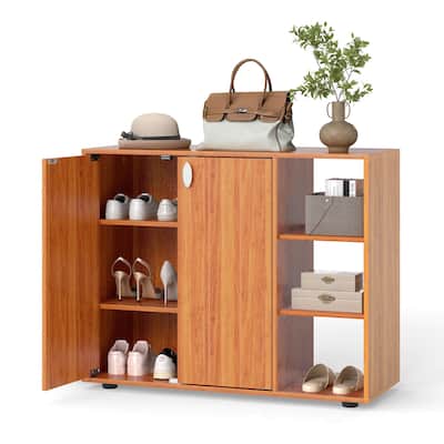 Costway 3-Tier Wooden Shoe Storage Organizer with Doors & 3-Level - See Details