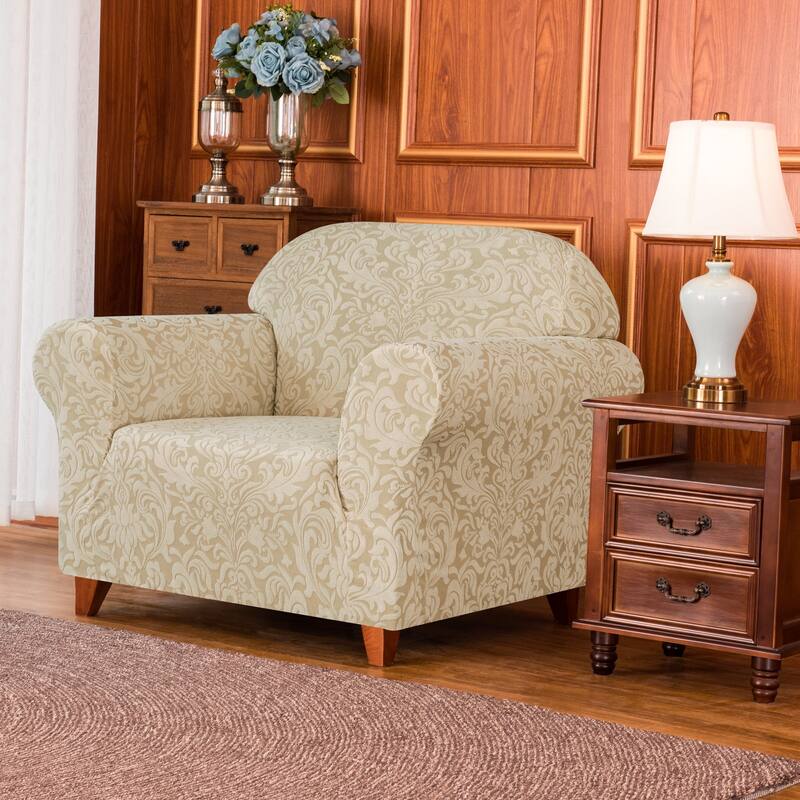 Subrtex 1 Piece Armchair Slipcover Jacquard Damask Spandex Furniture Protector