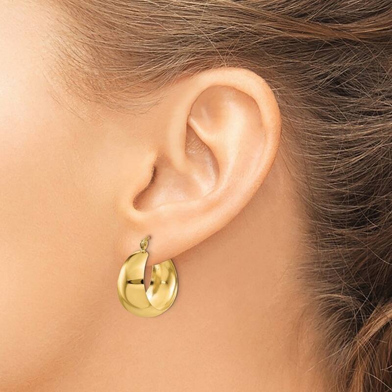 Curata 10k Yellow or White Gold Polished Extra Wide Tapered Hoop Earrings - 21.42x10.45mm