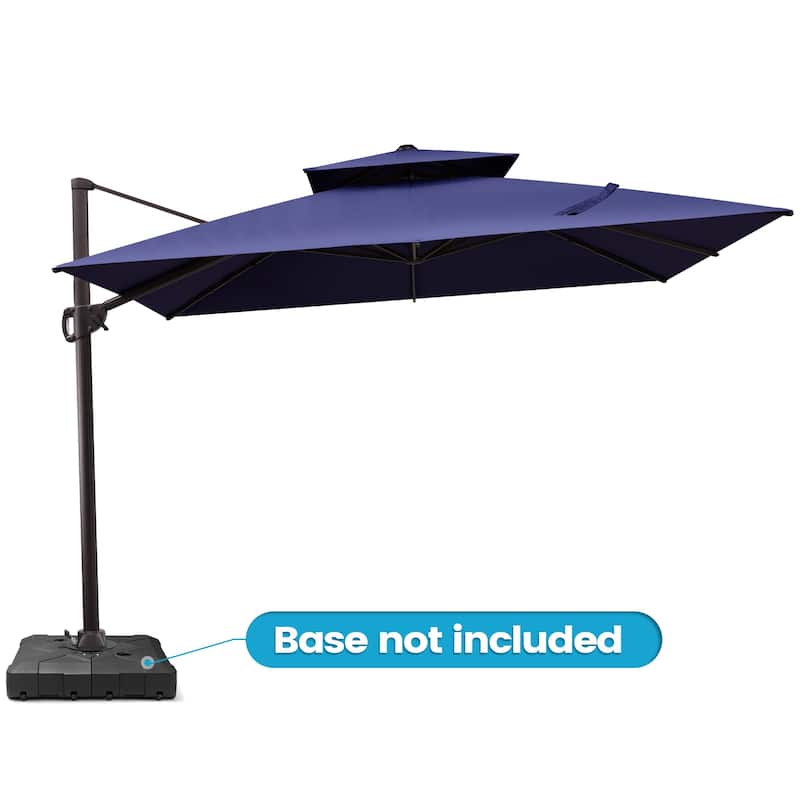 Outdoor 10FT Square Offset Cantilever Patio Umbrella 360-Degree Rotation