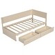 preview thumbnail 11 of 28, Beige Twin Wood Daybed with 2 Drawers, Guardrail, Vintage Style, No Box Spring