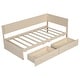 preview thumbnail 11 of 28, Twin Size Daybed with 2-Storage Drawers and Guardrail, Solid Pine Frame, No Box Spring Required, Beige Vintage Style for Bedroom