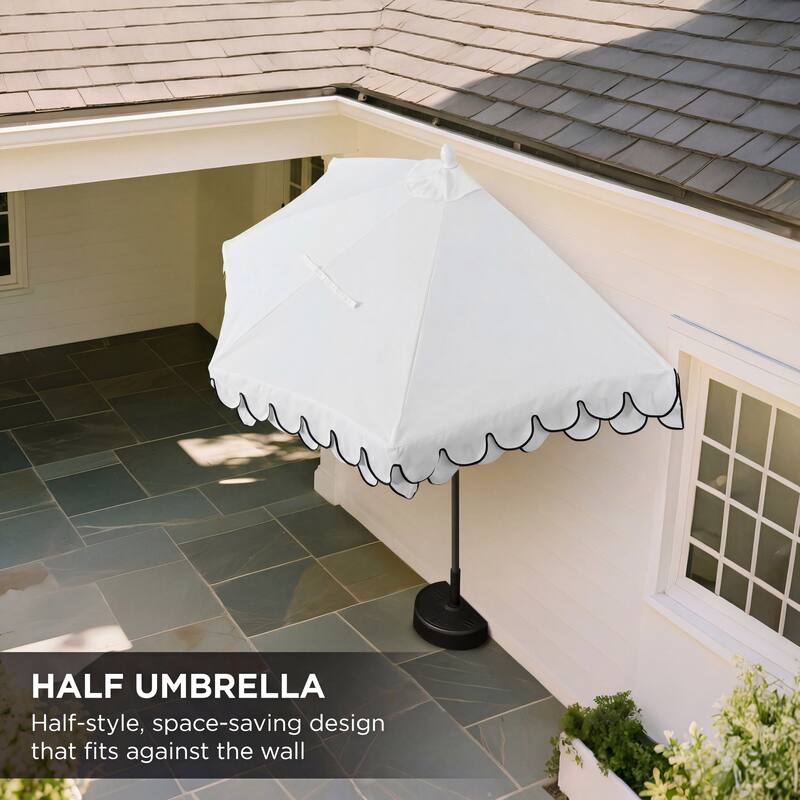 9 ft Market Patio Half Umbrella with Crank, Tilt Button and UV Protection