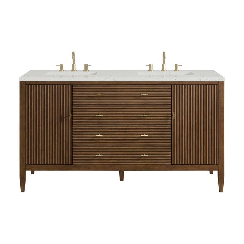James Martin Vanities 485-V60D-3LDL Myrrin 60" Double Basin Wood - Mid-Century Walnut - Walnut Finish