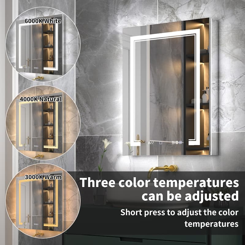 Modland Recessed Smart Mirror Cabinet 24-48x32" with Lights, Anti-Fog, Outlet & Magnifier - Adjustable Shelves