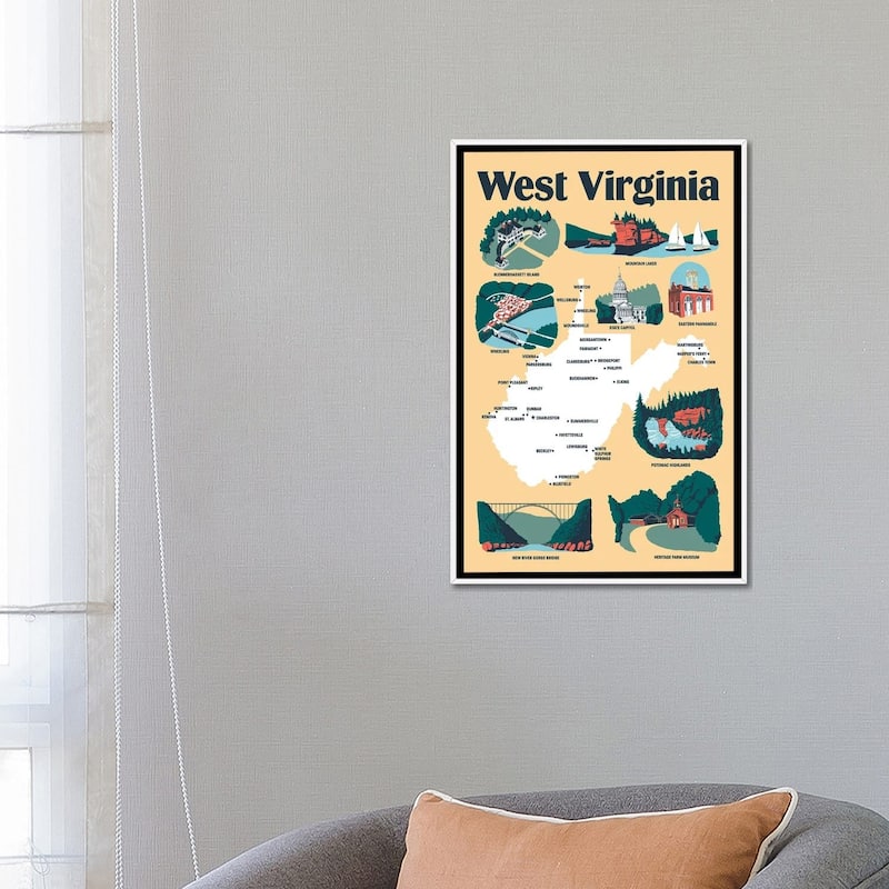 iCanvas "West Virginia" by Vestiges Framed