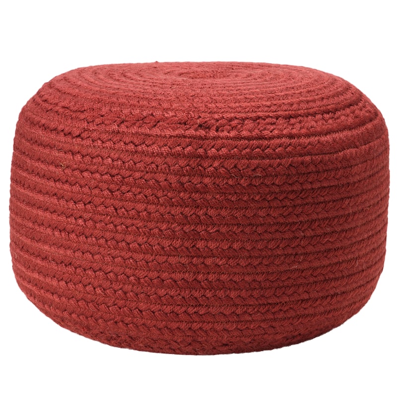 Jaipur Living Saba Solar Round Indoor/Outdoor Polyester Pouf Ottoman/Foot Stool - 18"X18"X12" - Dark Red