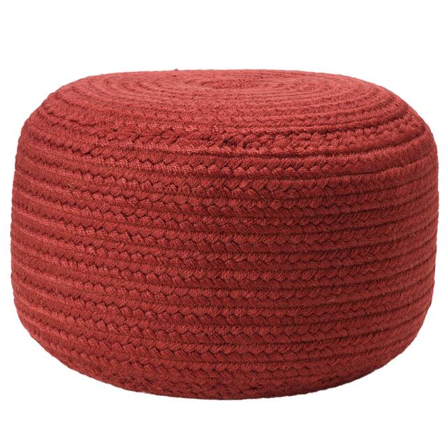 Santa Rosa Woven Jute-look Indoor/ Outdoor Solid Pouf - 18"X18"X12" - Dark Red