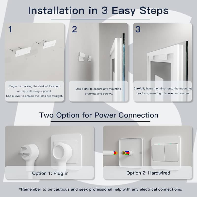 Frameless LED Backlit Anti-Fog Bathroom Vanity Mirror