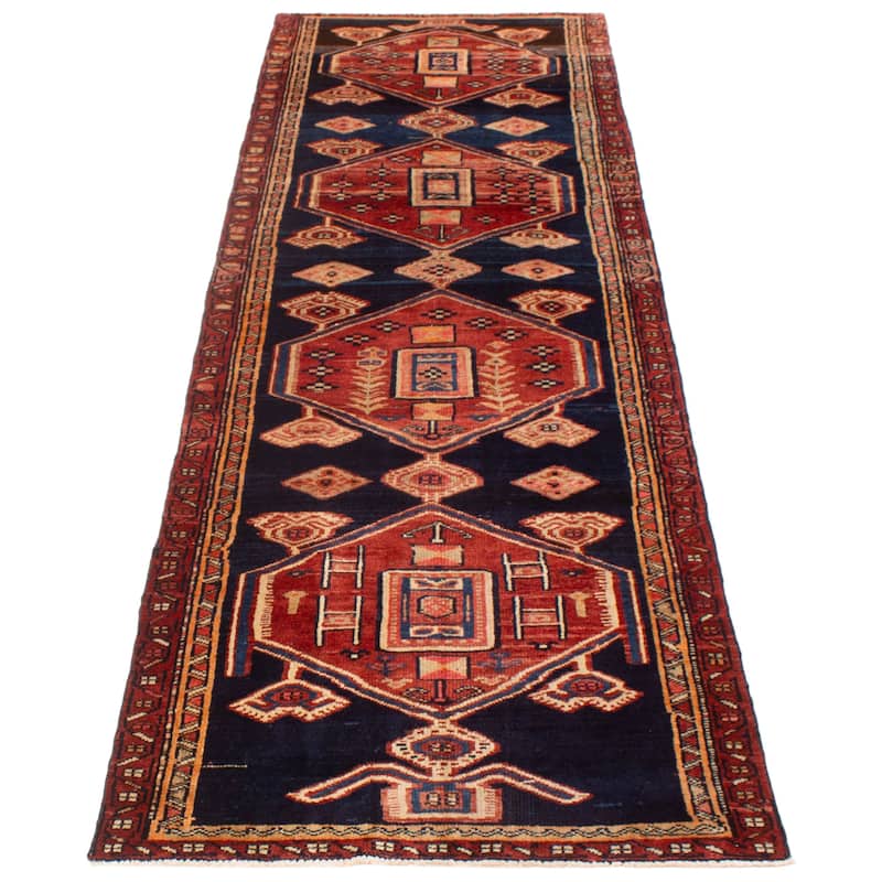 ECARPETGALLERY Hand-knotted Konya Anatolian Navy Wool Rug - 3'7 x 11'6