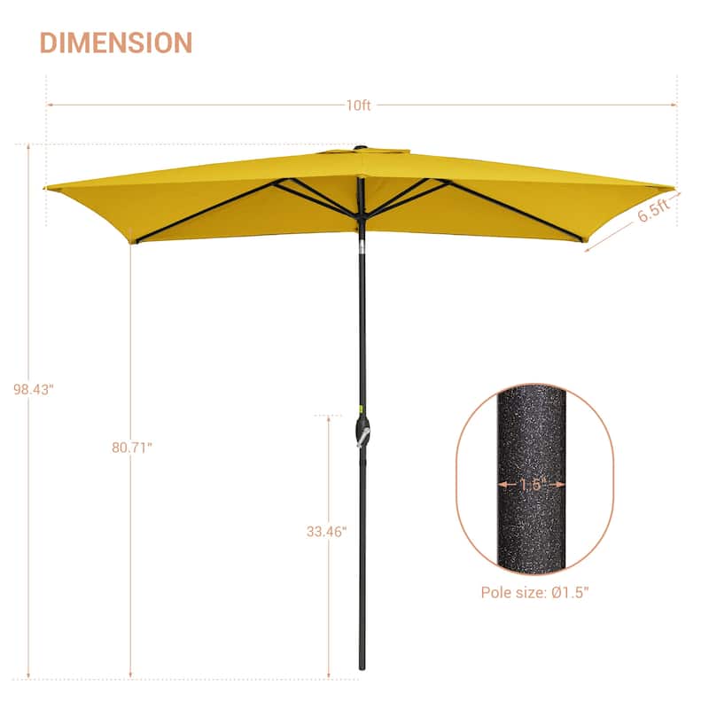 BONOSUKI Aluminum 10 x 6.5ft Patio Market Umbrella,Tilt and Crank