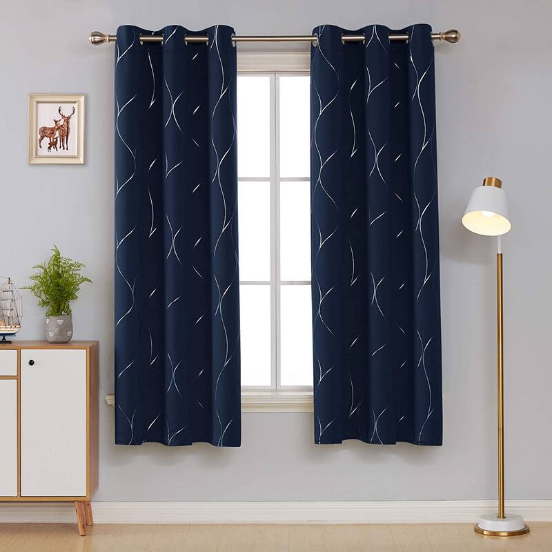 Deconovo Silver Line 42 Width Curtain Panel Pair (2 Panel)