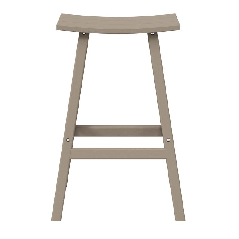 Laguna Hdpe All Weather Outdoor Patio 29" Saddle Seat Bar Stool - Weathered Wood