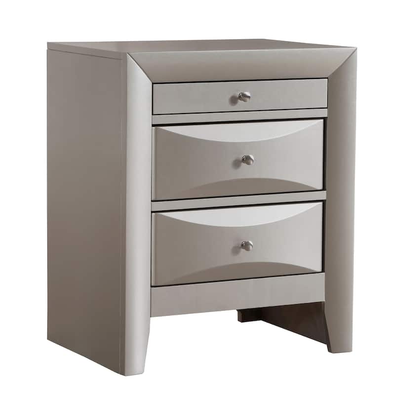 Wooden Nightstand with 3-Dovetailed Drawers - 28" - Silver