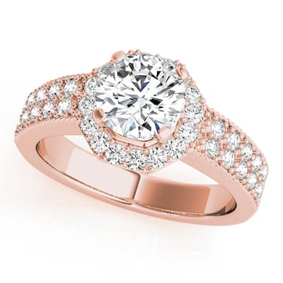 Auriya 14k Rose Gold Lab Grown Round Diamond Halo Engagement Ring 0.50 to 5.00 ct. tw. (F-G VS)