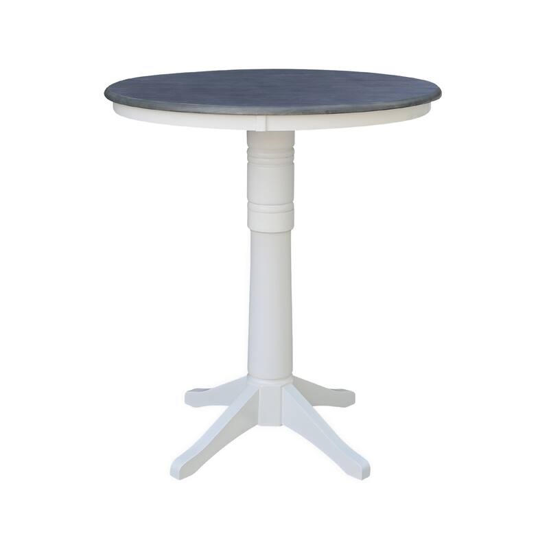 36 in Solid Wood Round Top Pedestal Bar Height Dining Table with 4 X-back Stools