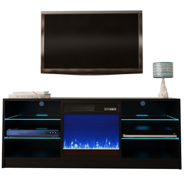 Manhattan Electric Fireplace Modern 58" TV Stand. Opens flyout.