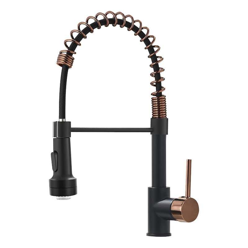 Modern Black Pull-down Kitchen Sink Faucet with LED Light