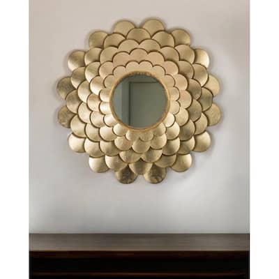 HomeRoots 32" Gold Scalloped Iron Framed Accent Mirror - 31.5' X '31.5' X '3