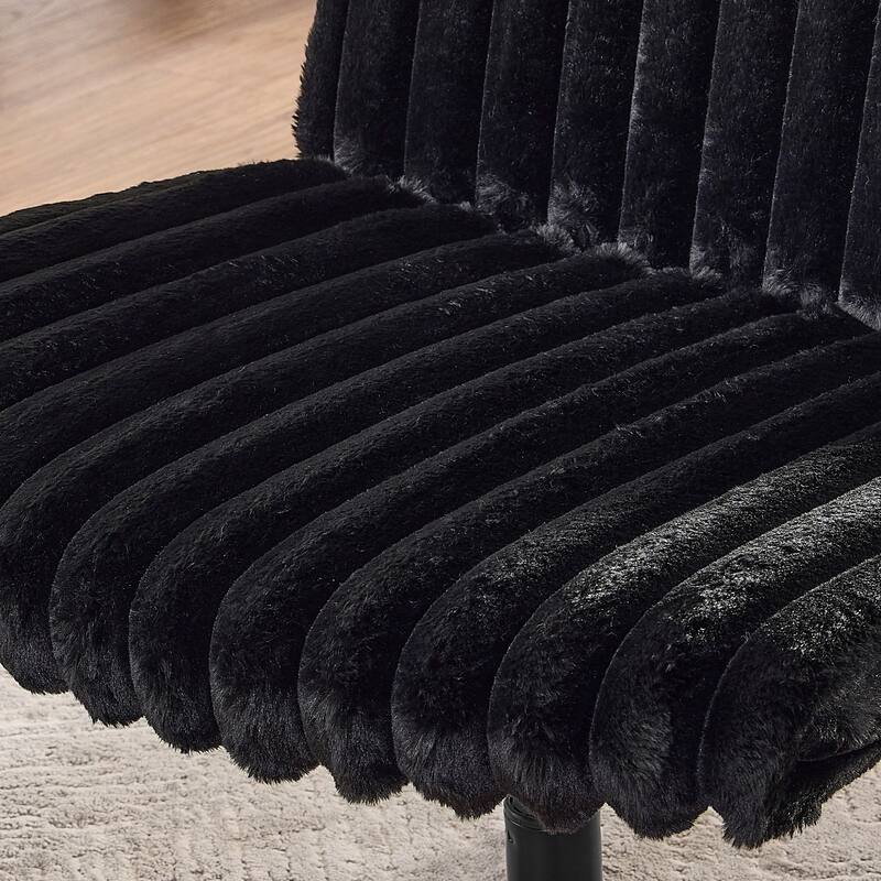 Adjustable Swivel Criss Cross Chair, Wide Seat Office Chair Vanity Chair, Black