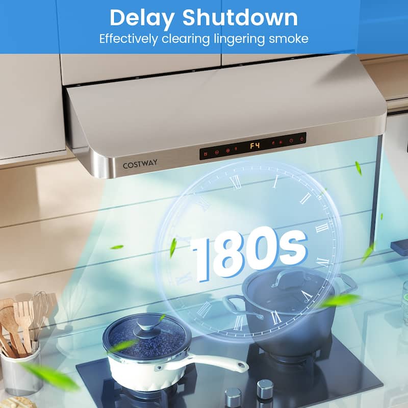 Gymax 30 Inch 900 CFM Under Cabinet Range Hood w/Oil Collector 4 Fan