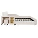 preview thumbnail 10 of 95, Velvet Grounded Bed Mother & Child Bed Platform Slat Bed Frame with Little Round Stool and Bedside Desk for Growing Child