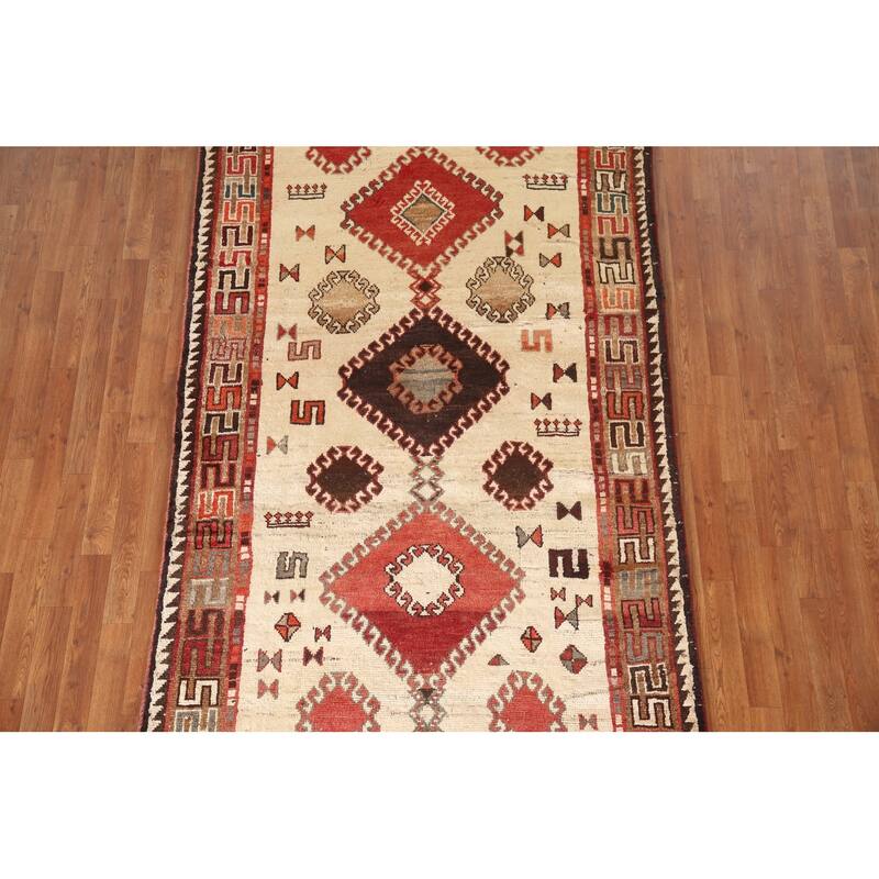 Tribal Qashqai Persian Vintage Area Rug Hand-knotted Wool Carpet - 4'10"x 8'1"