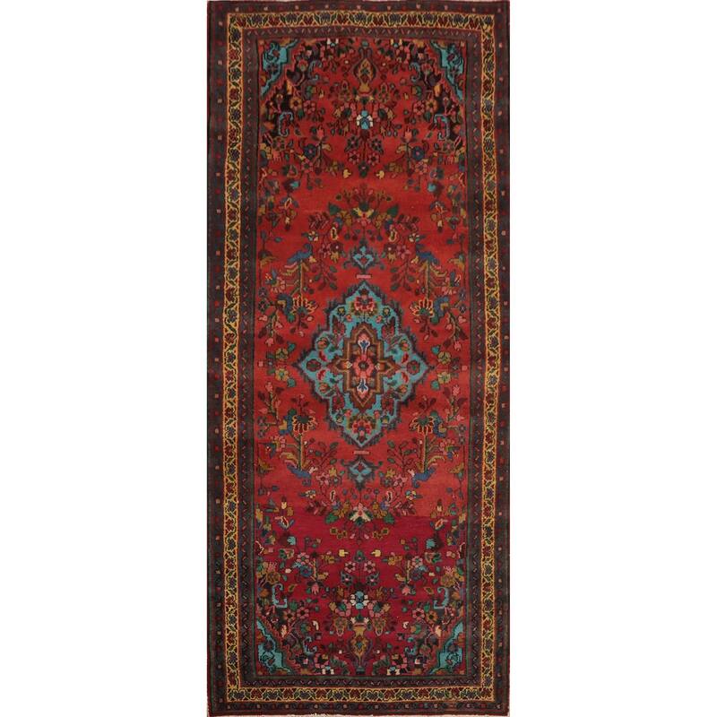 Hand Knotted Oriental 100% Wool Carpet Traditional Floral Oranges & Rust Lilian Runner Rug - 9' 8'' X 3' 7''