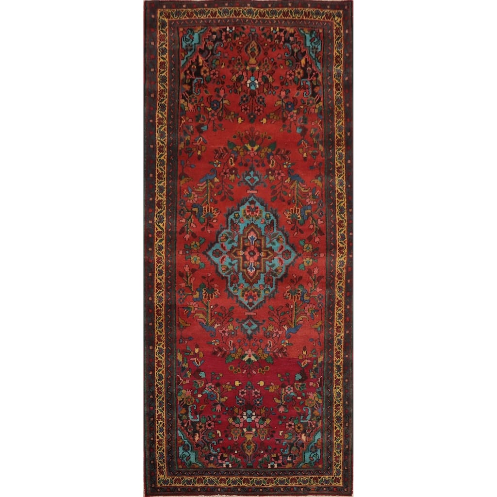 Hand Knotted Oriental 100% Wool Carpet Traditional Floral Oranges & Rust Lilian Runner Rug - 9' 8'' X 3' 7''