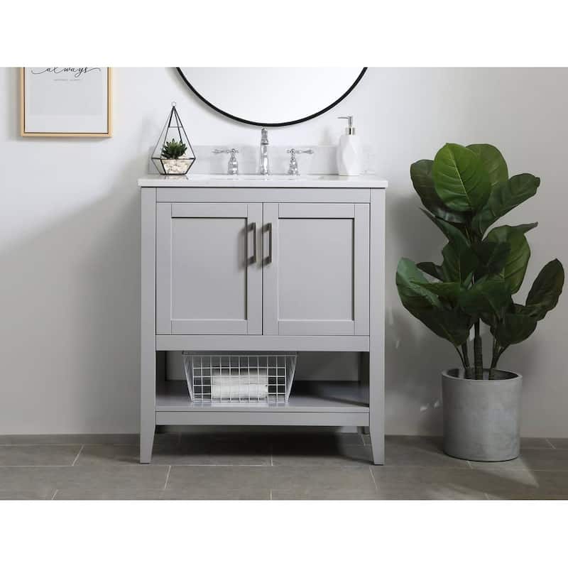 Elegant Lighting VF16030-BS Aubrey 30" Free Standing Single Basin