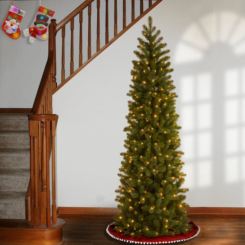 National Tree Company 6.5 ft. Downswept Douglas Slim Tree with Dual Color LED Lights - 6.5 Foot - 6.5 Foot - Green