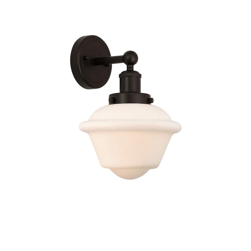 Innovations Lighting 616-1W-10-7 Oxford Sconce Oxford 10" Tall Wall - Oil Rubbed Bronze / Matte White