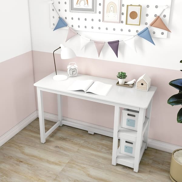 slide 2 of 65, Max and Lily Desk with Bookshelves White - 47 in