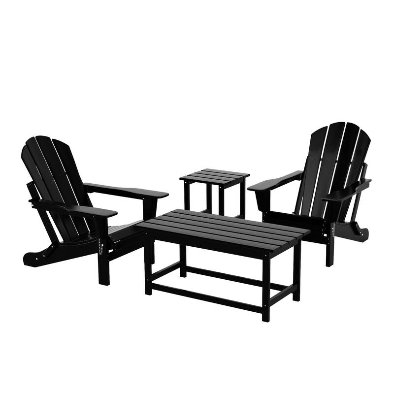 Laguna Hdpe All Weather Outdoor Patio Foldable Adirondack Chairs Conversation Set (4-Piece Set)