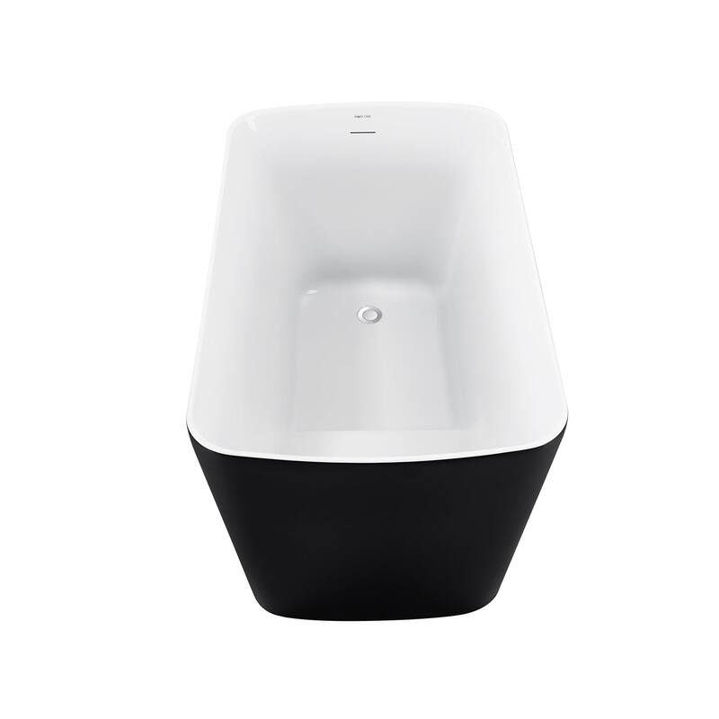 47 in. Glossy Acrylic Flatbottom Freestanding Non-Whirlpool Soaking Bathtub in White With Seat